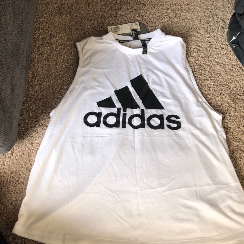 Adidas brand new white muscle tank